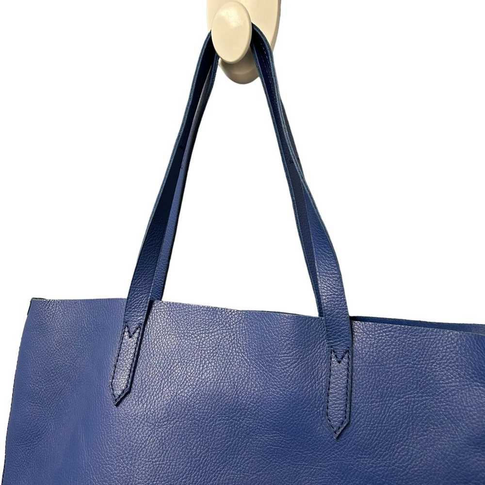 J. Crew Blue Pebbled Leather Tote Bag - image 6