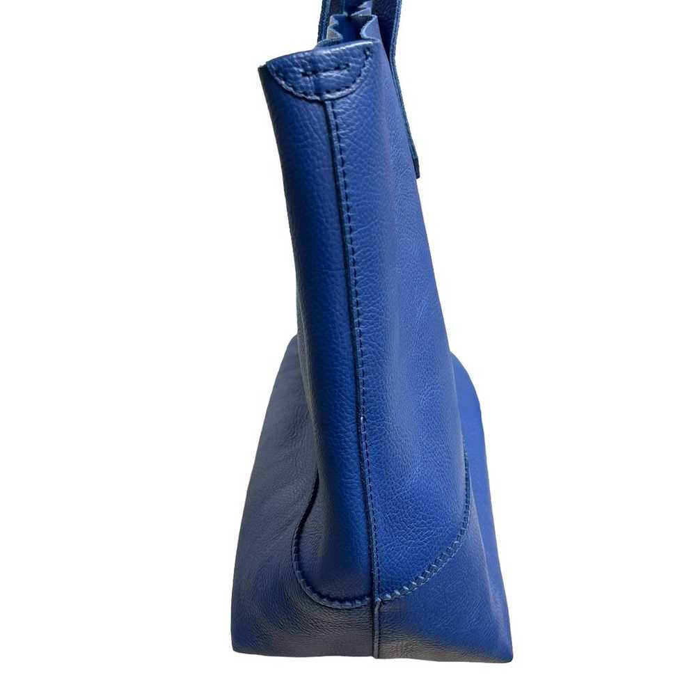 J. Crew Blue Pebbled Leather Tote Bag - image 7