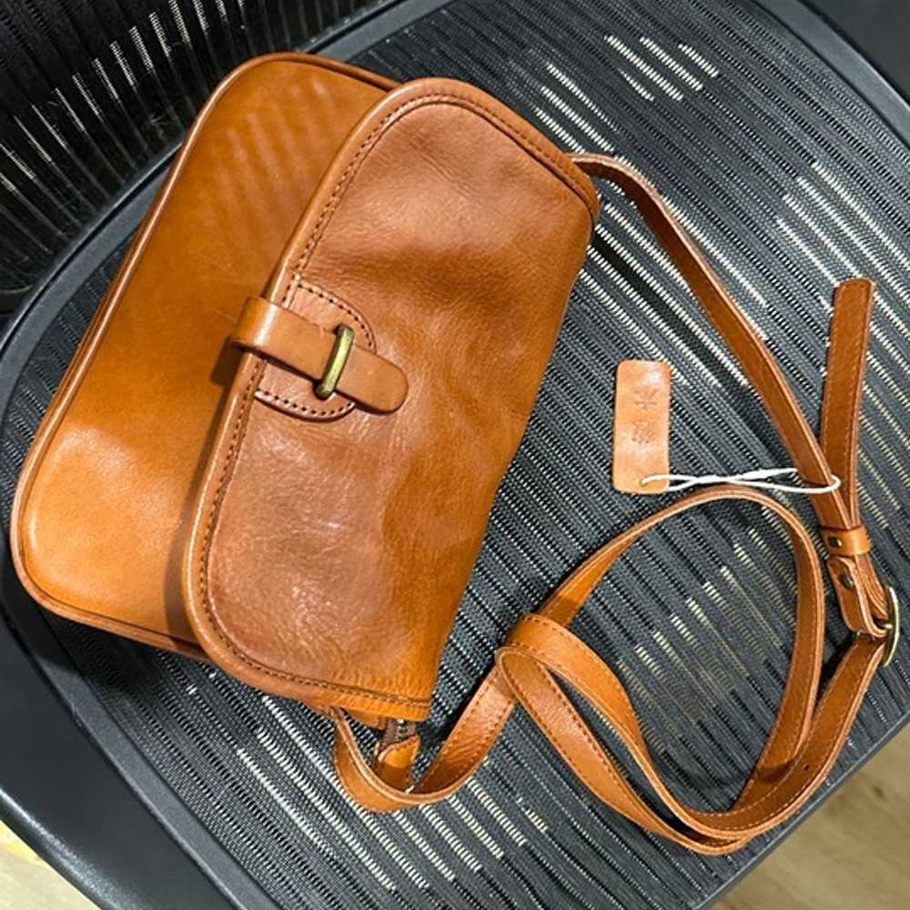 Retro style Leather messenger bag - chestnut brown - image 6