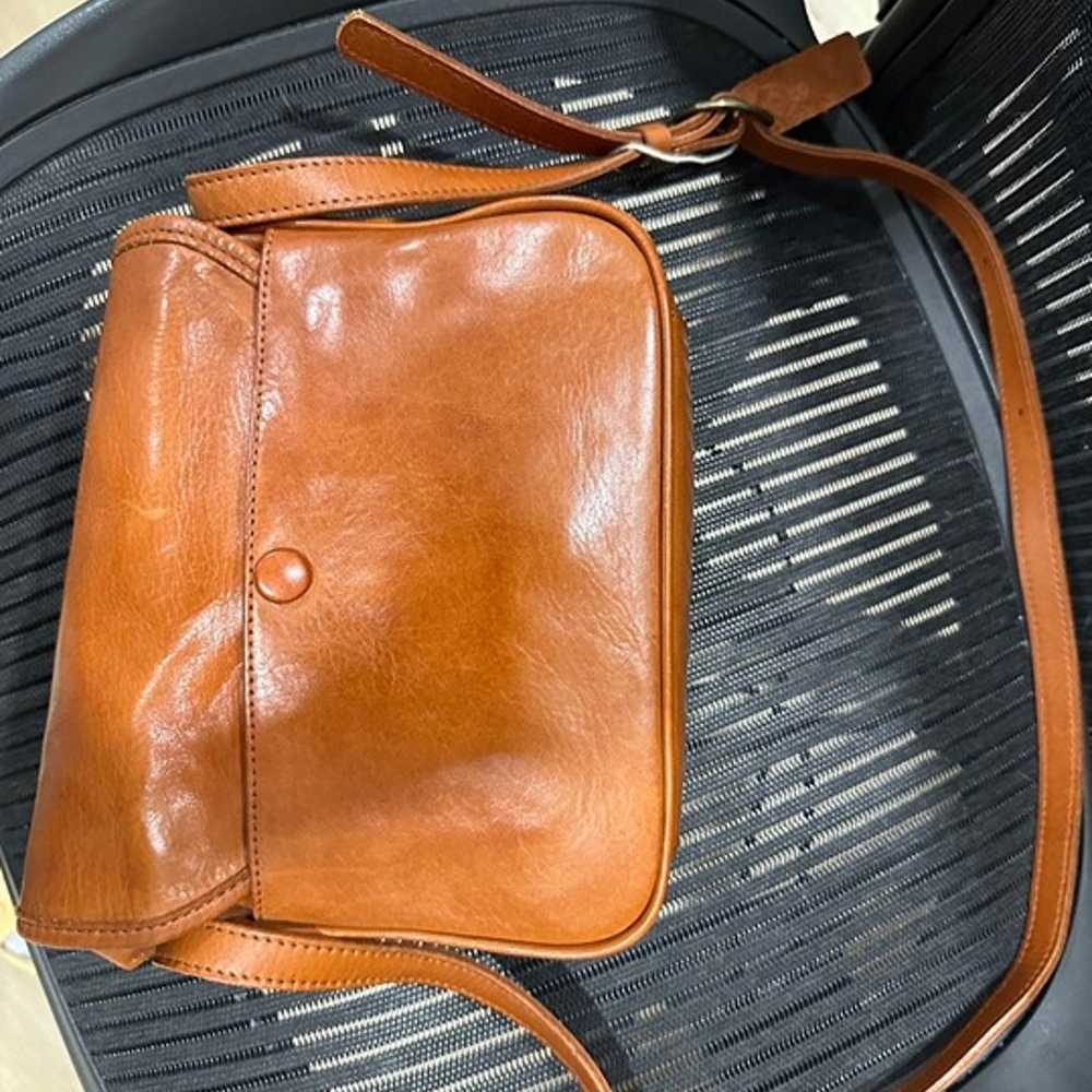 Retro style Leather messenger bag - chestnut brown - image 7