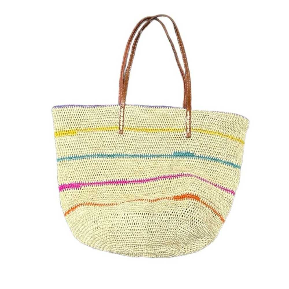 Mar Y Sol Cielo Colorful Stripe Straw Raffia Croc… - image 1