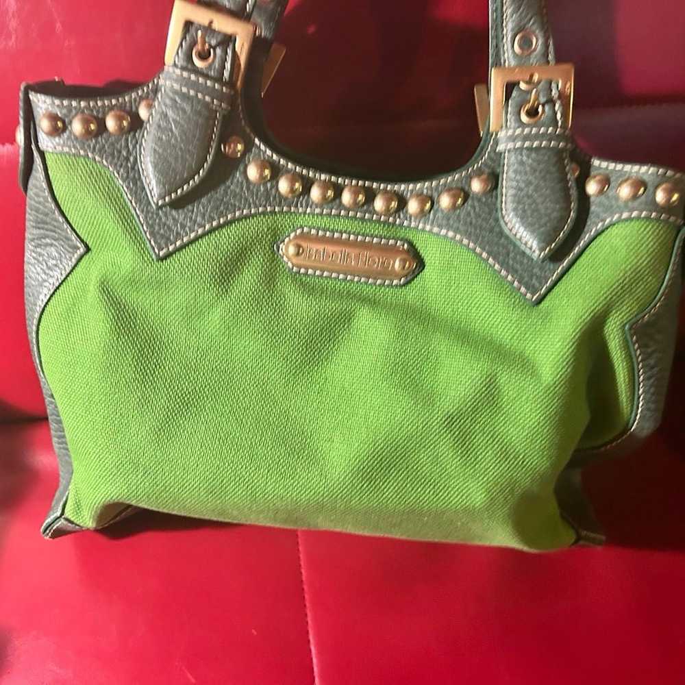 Vintage Isabella Fiore Green Leather Shoulder Bag… - image 2