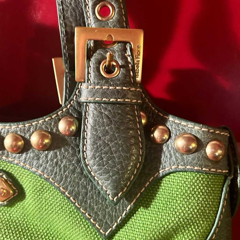 Vintage Isabella Fiore Green Leather Shoulder Bag… - image 9