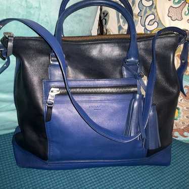 Coach Legacy Rory Black/Blue Colorblock XL Leathe… - image 1