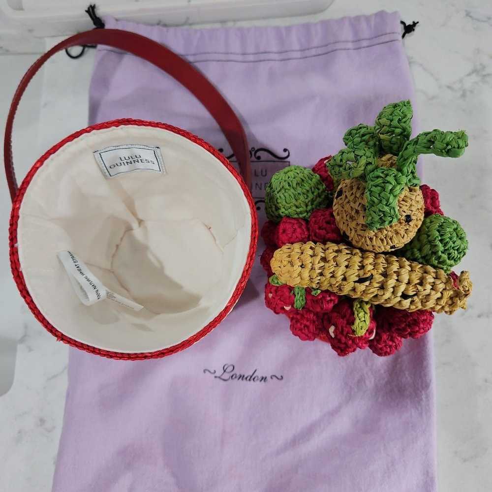 Vintage Lulu Guinness Bowl of Fruit Straw Handbag - image 4