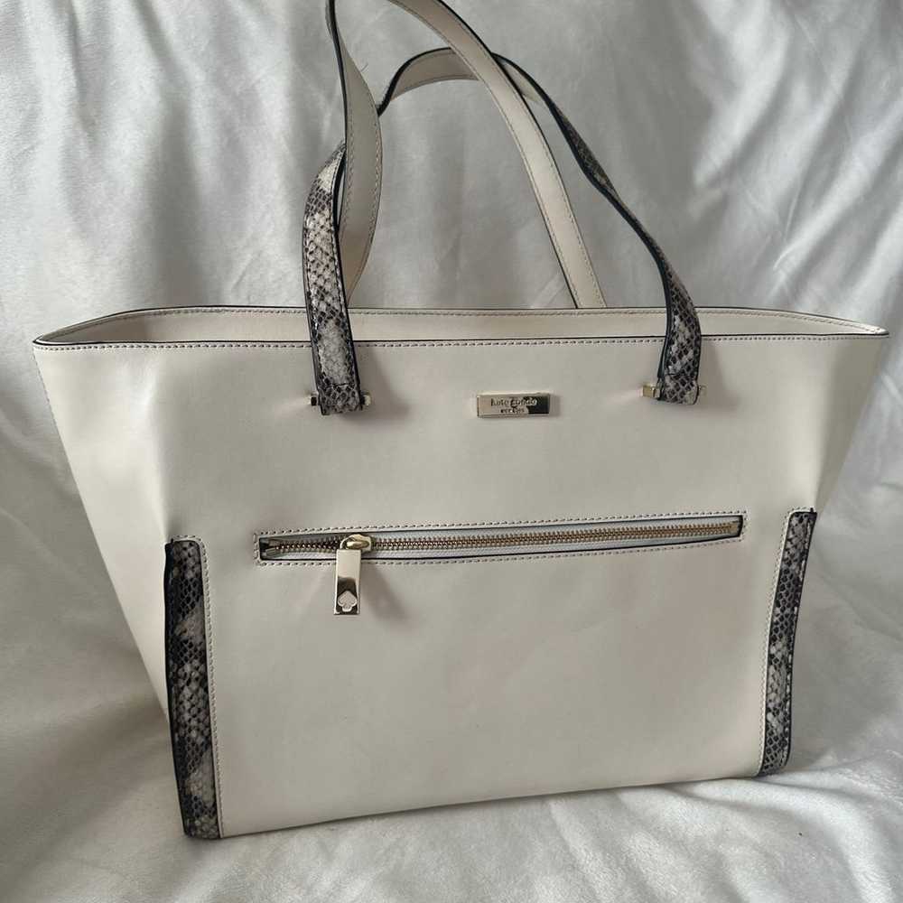 KATE SPADE NY CREAM & SNAKESKIN LEATHER TOTE/HAND… - image 10