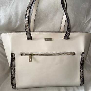 KATE SPADE NY CREAM & SNAKESKIN LEATHER TOTE/HANDB