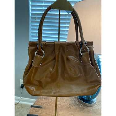Ferragamo Golden Brown Patent leather handbag