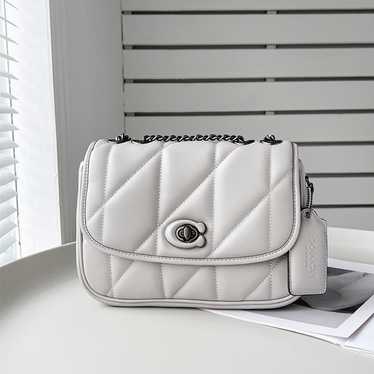 Coach C8560 leather quilted shoulder bag, dove gr… - image 1