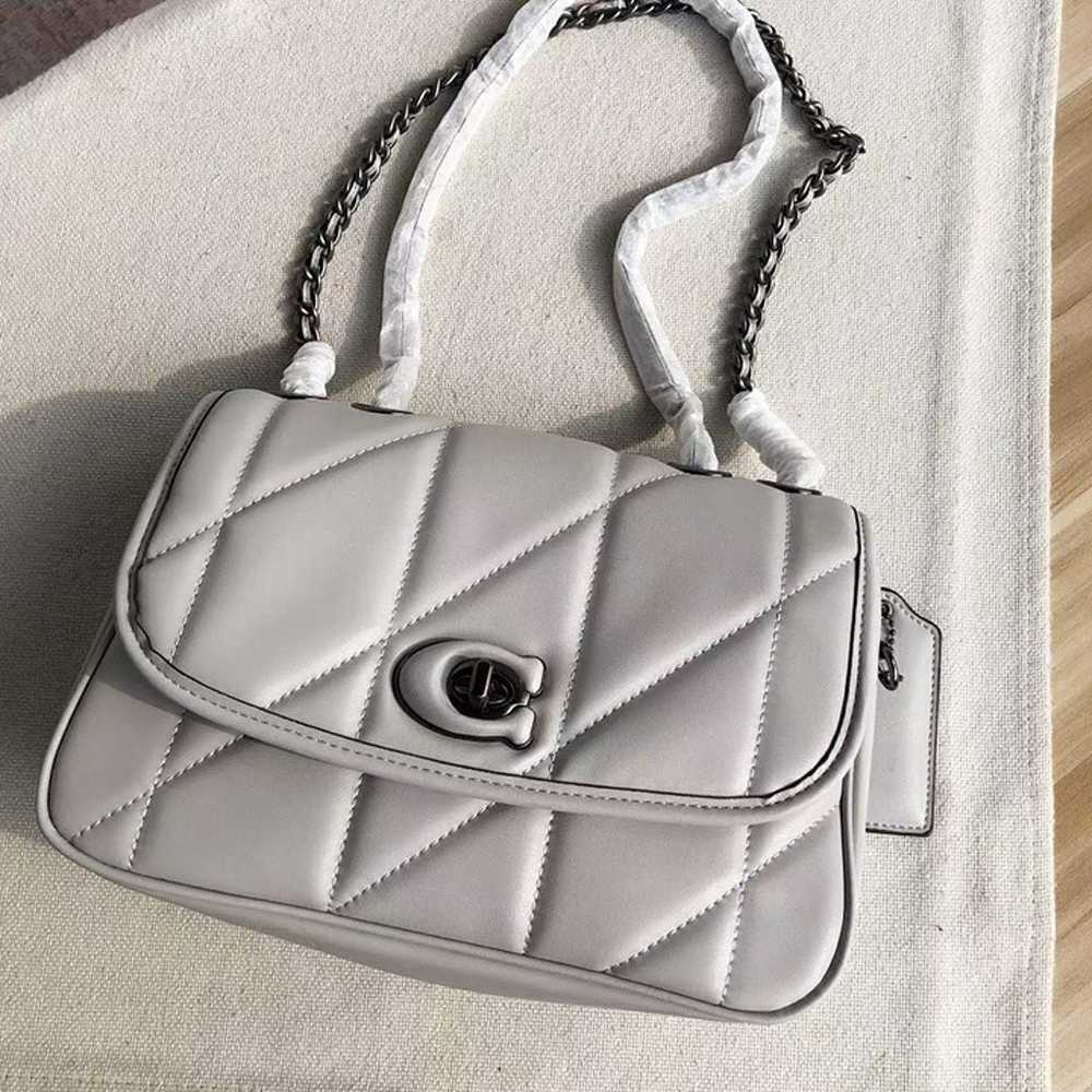 Coach C8560 leather quilted shoulder bag, dove gr… - image 2