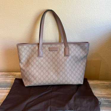 GUCCI MONOGRAM BEIGE TOTE BAG - image 1