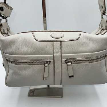 Tod’s Long White Leather Shoulder Bag - image 1