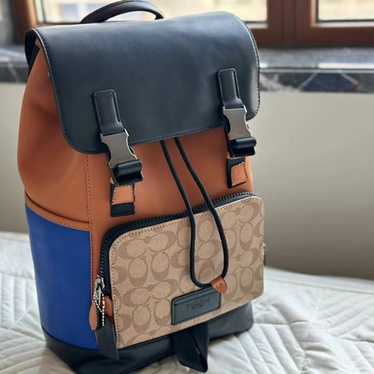 New Coach Track Backpack In Colorblock Signature … - image 1
