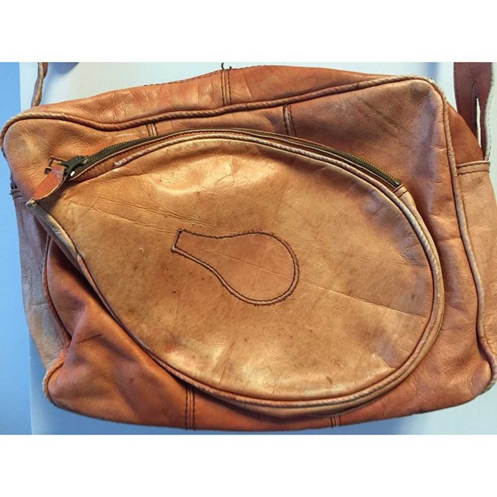 Vtg 1970's Racquet Tennis Handmade Cowhide Leathe… - image 3