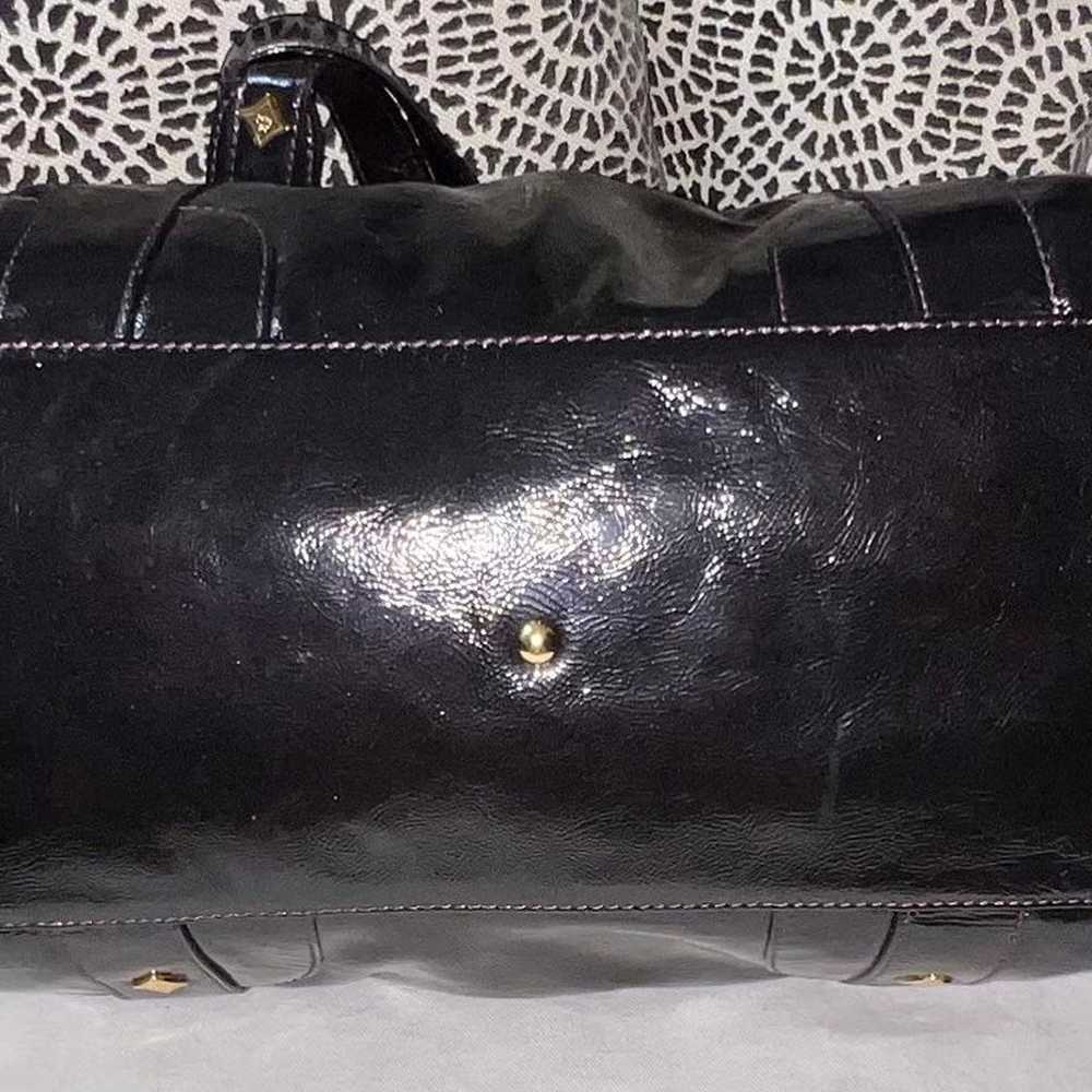 Purple Black Patent Leather Satchel Shoulder Bag … - image 7