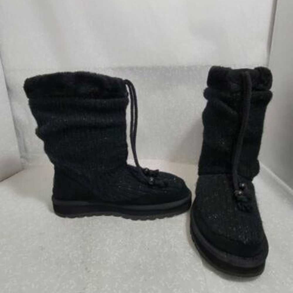 Skechers Womens Round Toe Mid Calf Knit Black Win… - image 2