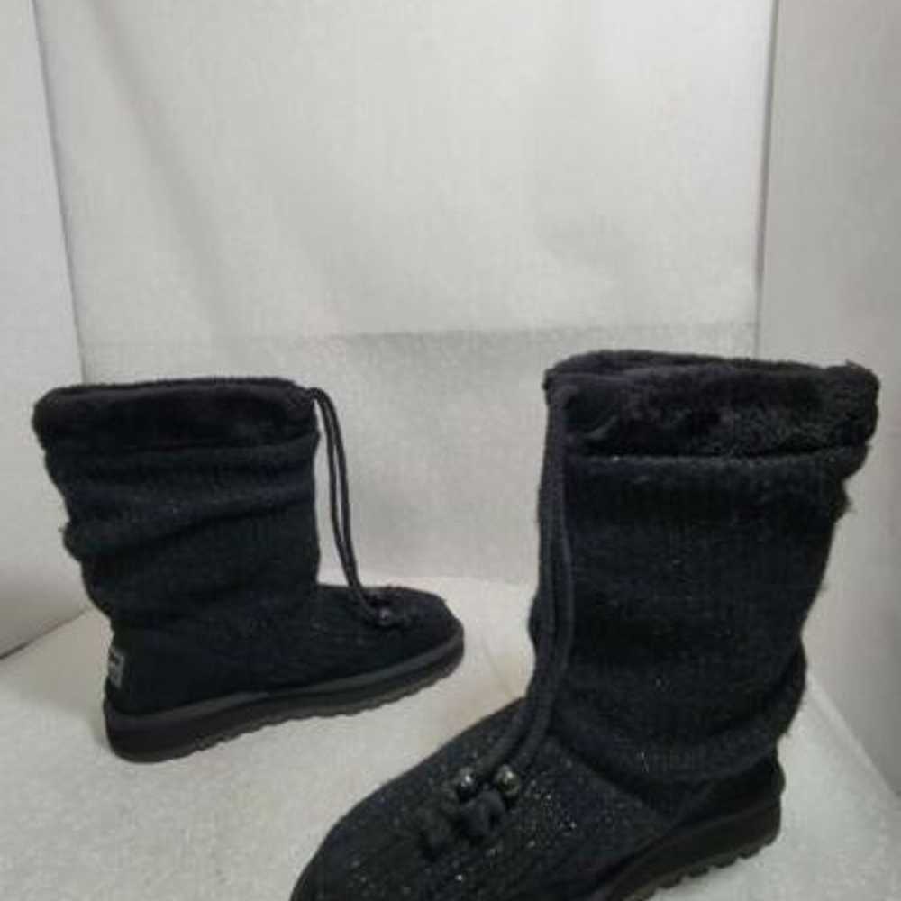 Skechers Womens Round Toe Mid Calf Knit Black Win… - image 3