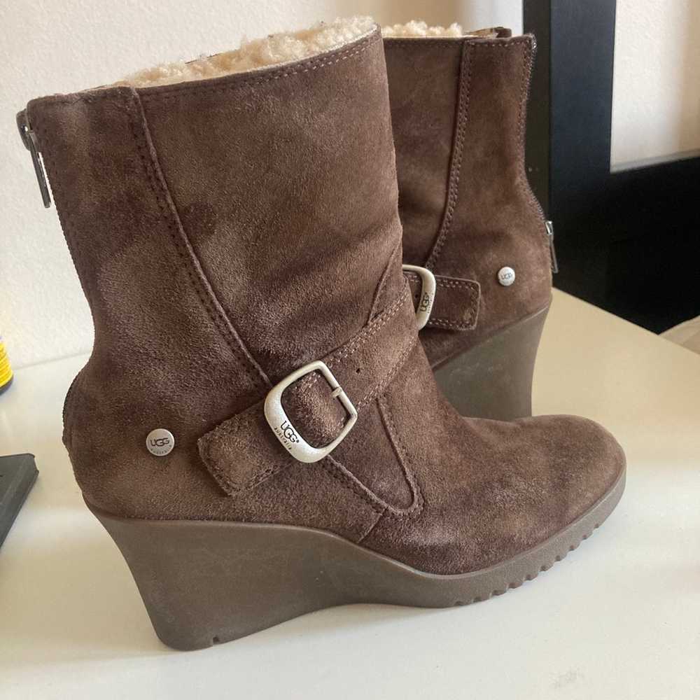 UGG Gisella Size 8 Brown Suede Leather Buckle Zip… - image 10