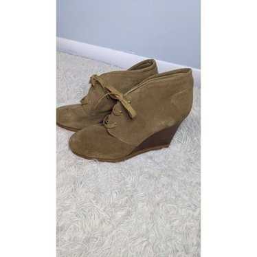 Tesori suede tan ankle boots heeled size 12