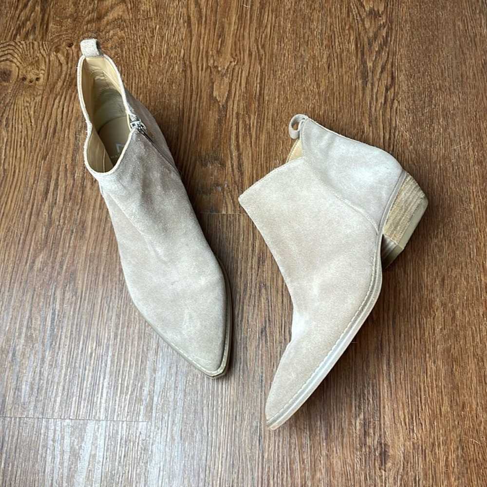 MARC FISHER Light Taupe Suede Zip-on Pointy Toe B… - image 1