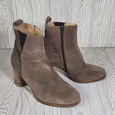 Napoleoni Taupe Brown Leather Suede Ankle Boots Wo