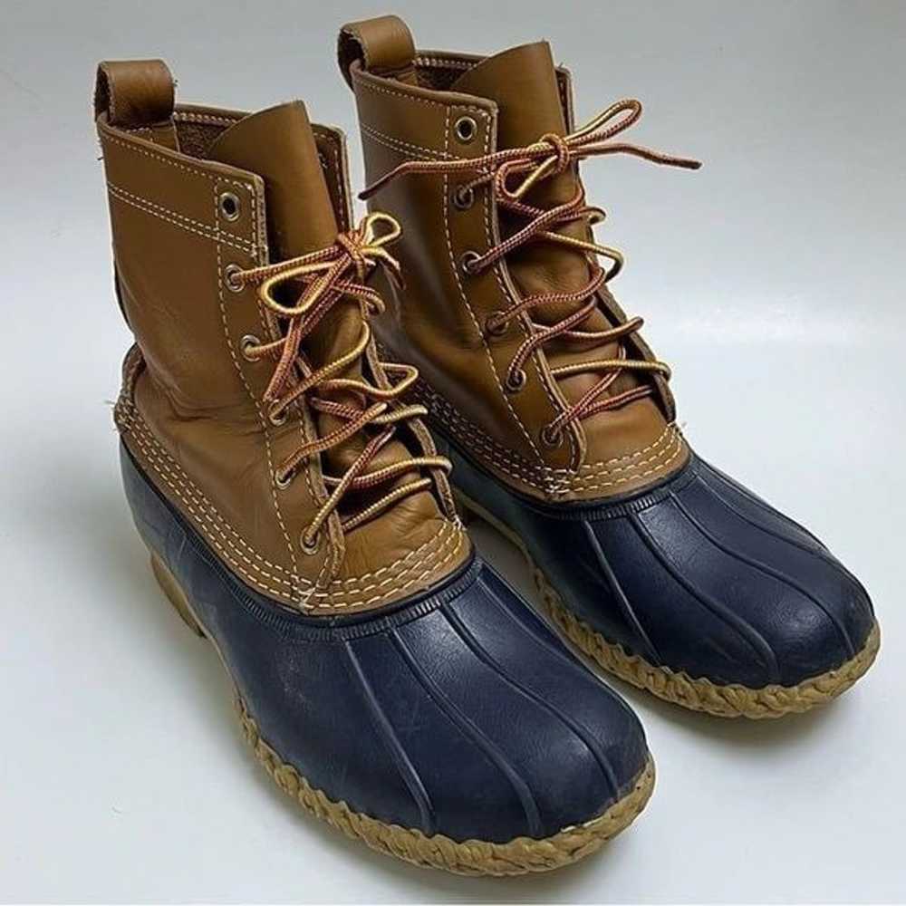 L. L. Bean Boots 8” Tan Navy Duck Hunting Rain Sn… - image 2
