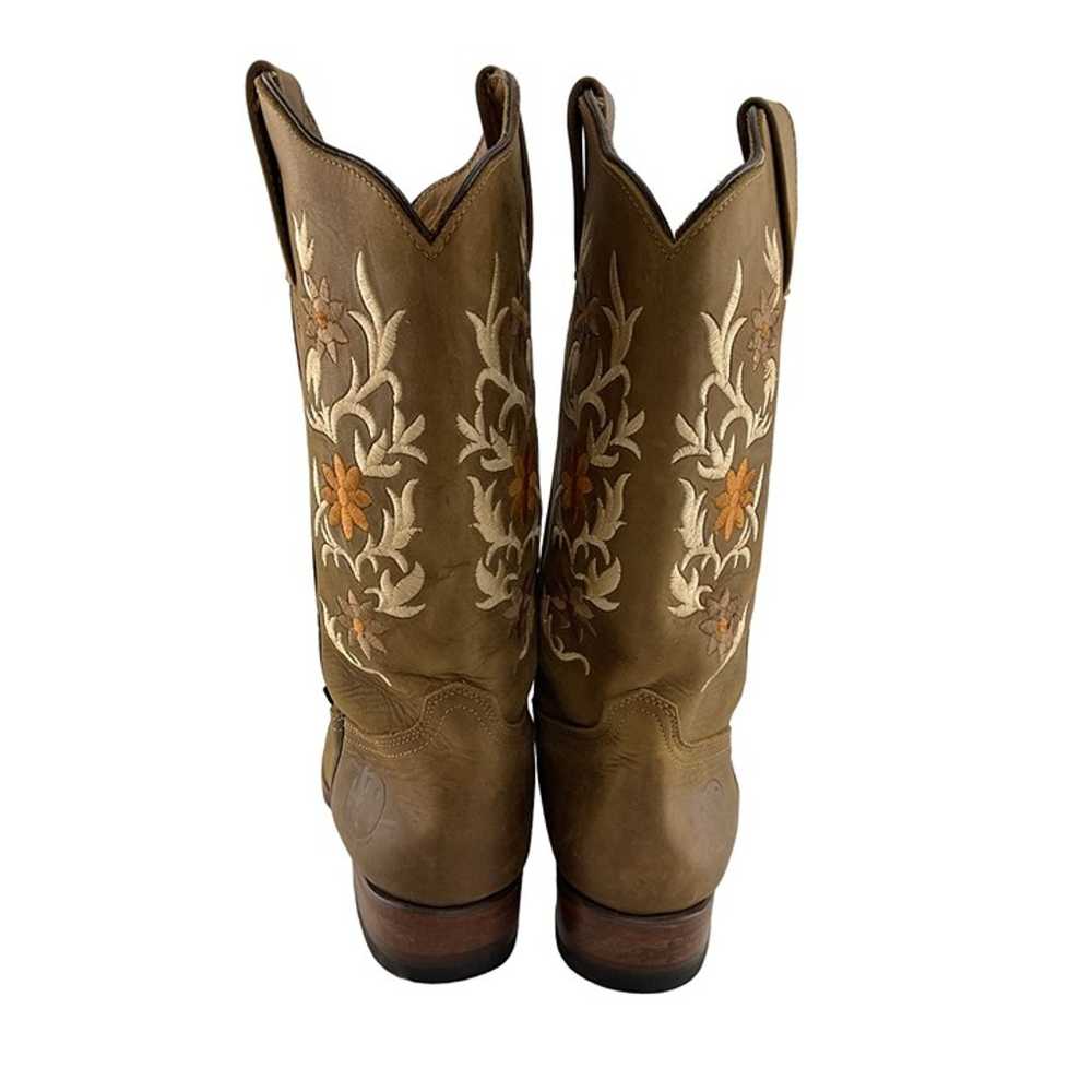Ladies Reyme Brown Leather Embroidered Floral Squ… - image 4