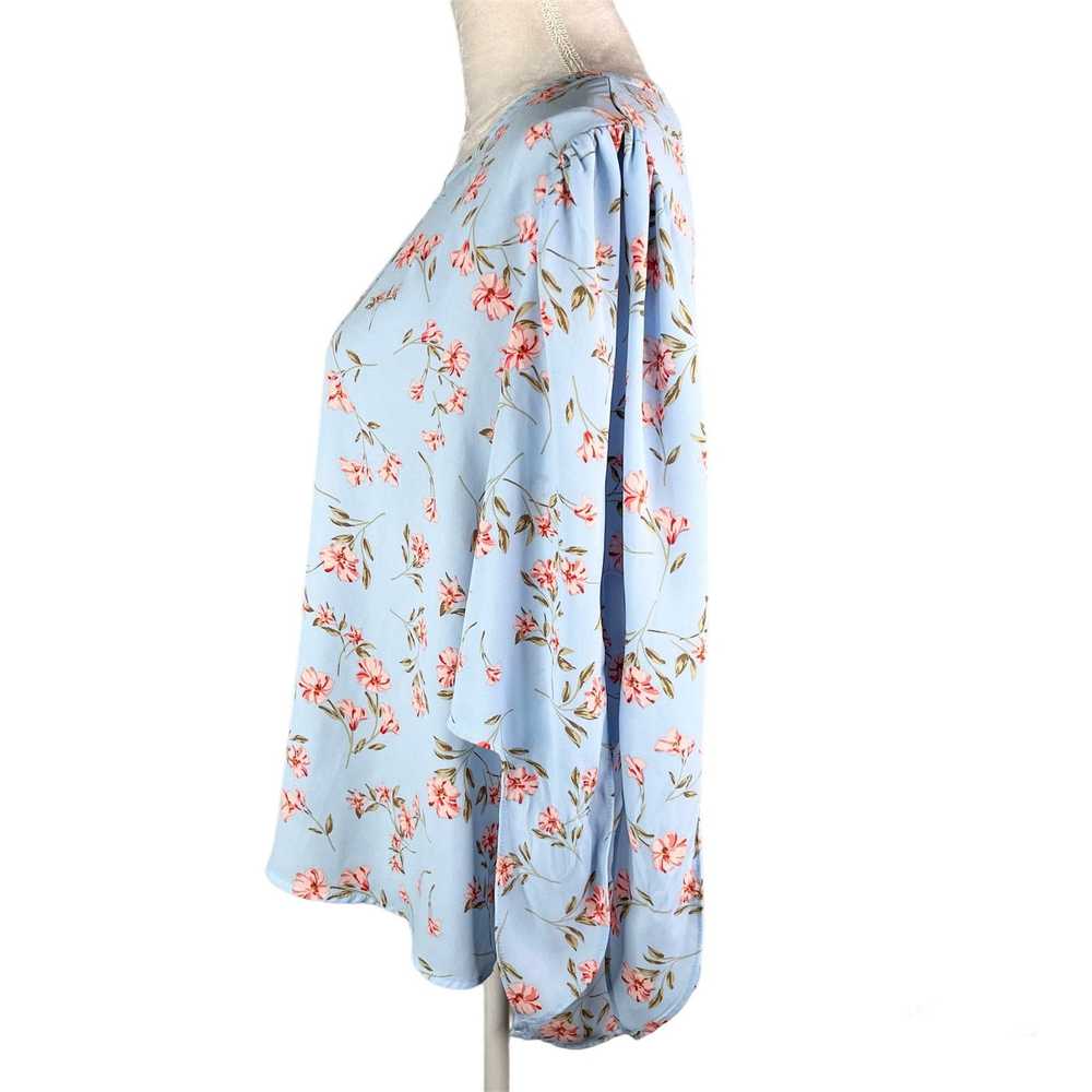 Other Cece Blouse Top Large Blue Pink Floral Tie … - image 11