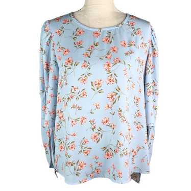 Other Cece Blouse Top Large Blue Pink Floral Tie … - image 1