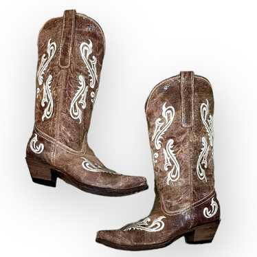 Corral Cleff Embroidered Leather Cowboy Boots Brow
