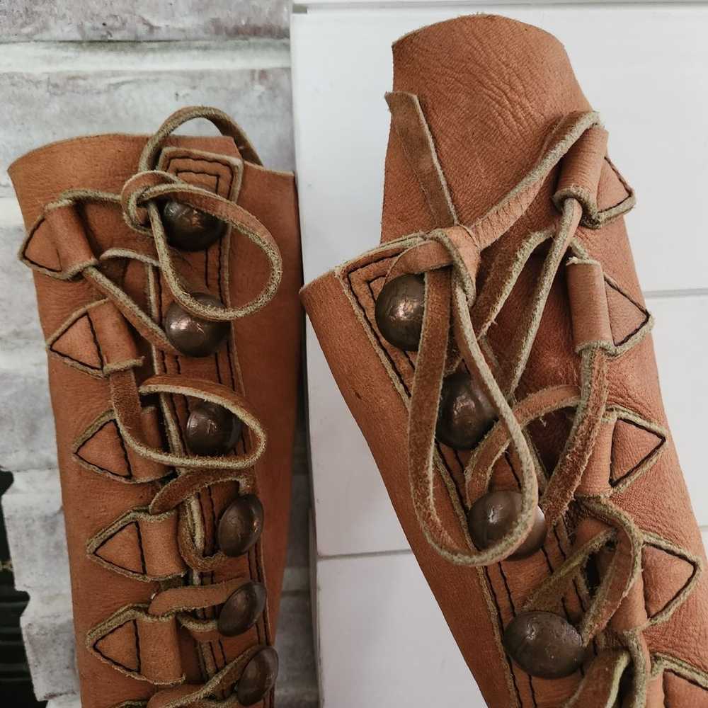 Genuine Leather Button up Moccasin Boots with woo… - image 2