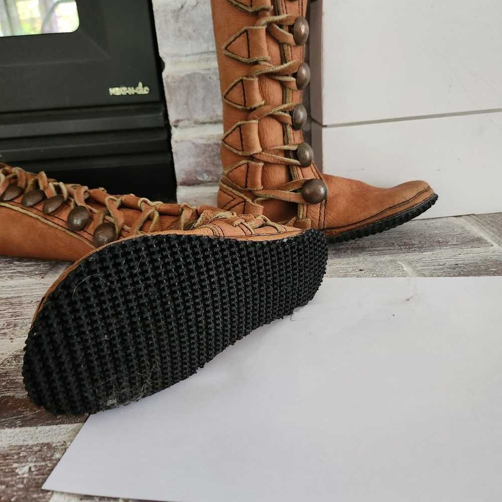 Genuine Leather Button up Moccasin Boots with woo… - image 3