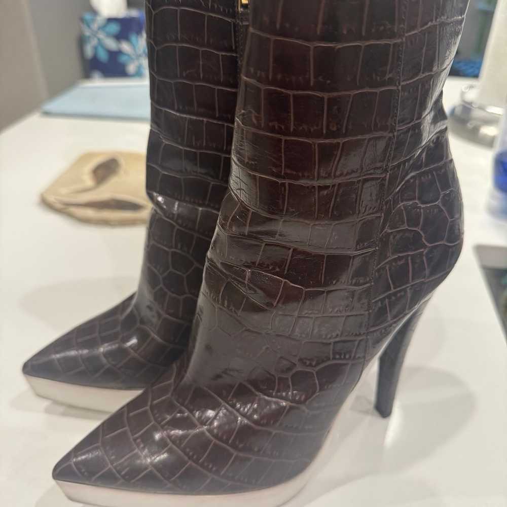 Stella McCartney Brown Crocodile Highheel Boots - image 1