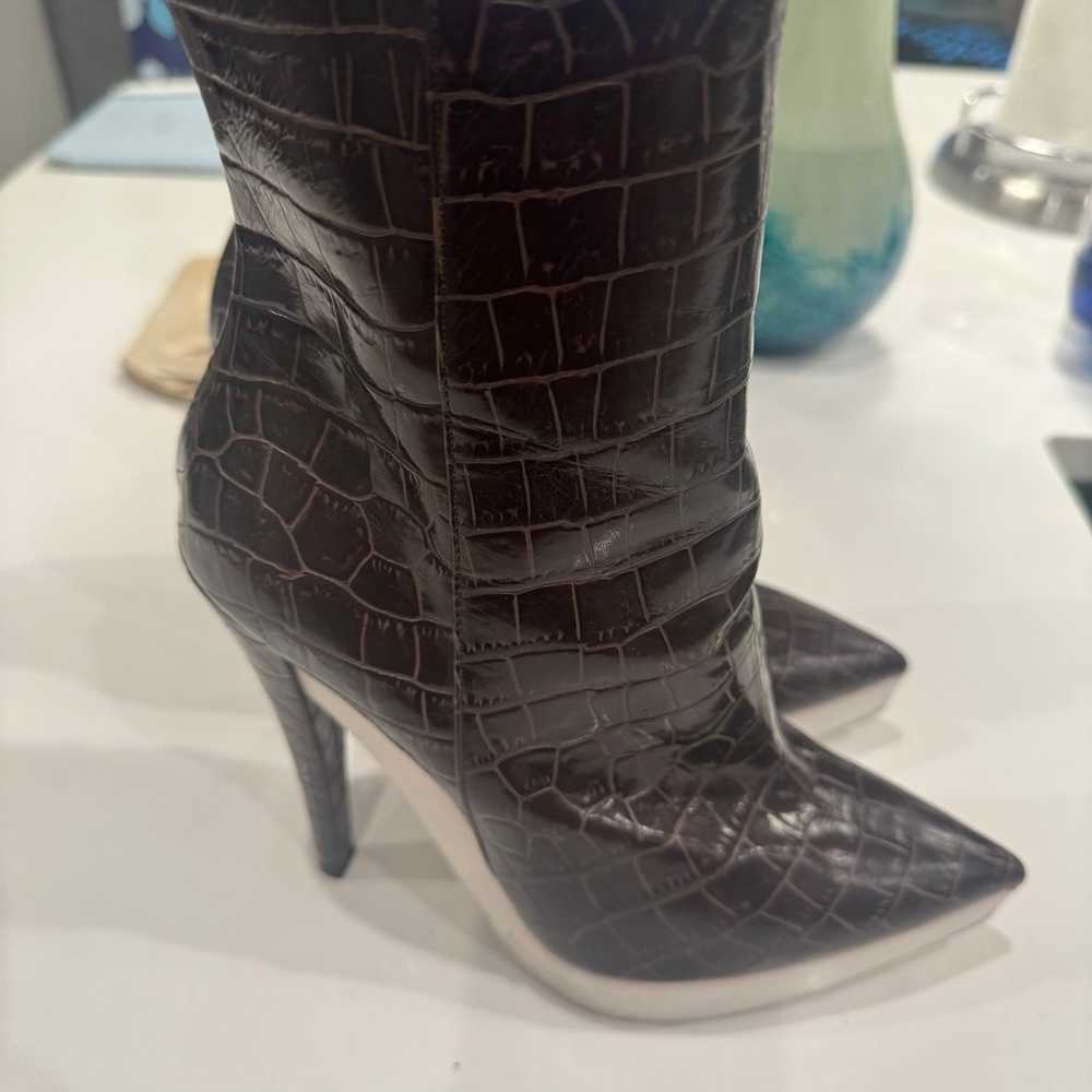 Stella McCartney Brown Crocodile Highheel Boots - image 3