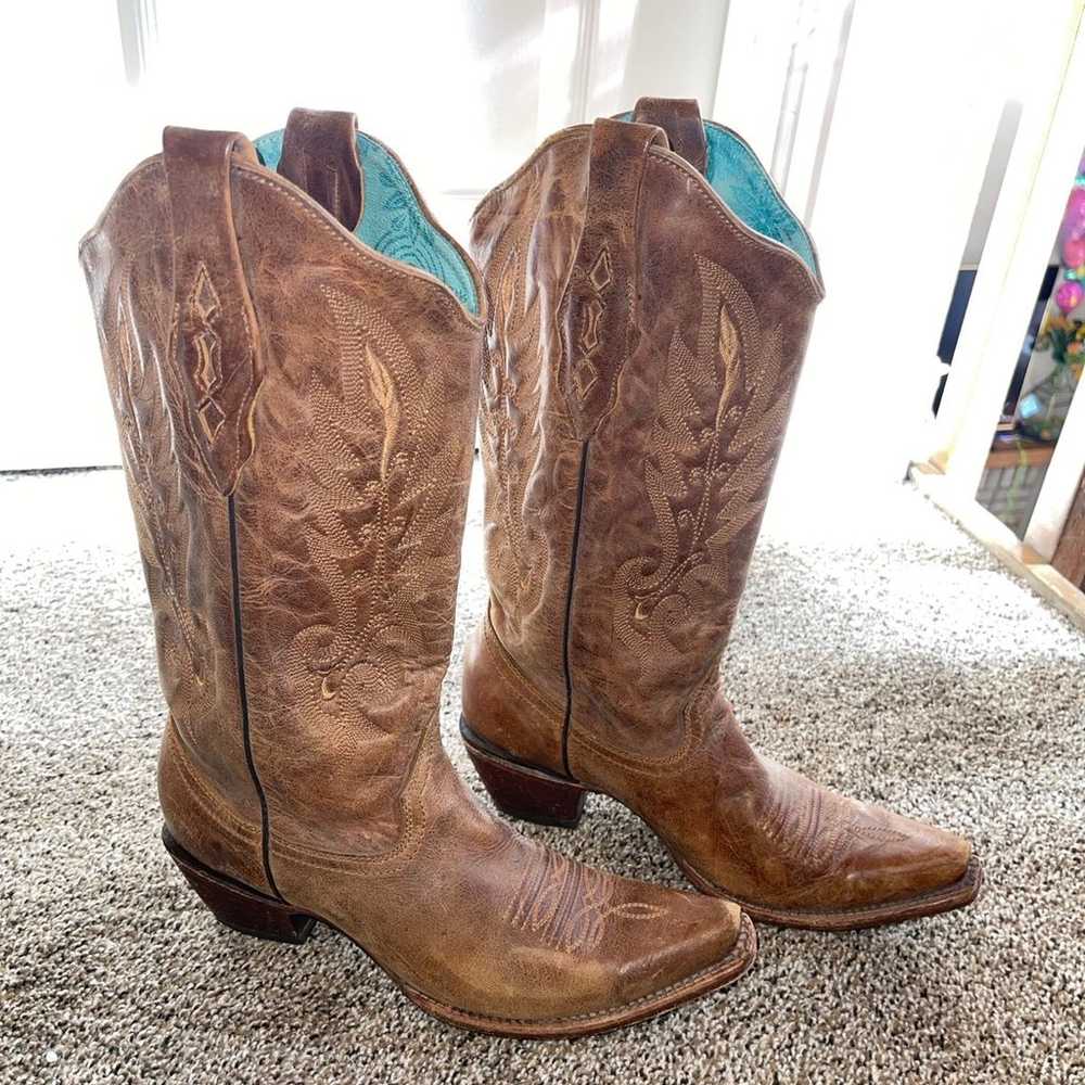 Corral vintage leather cowboy boots size 9.5 - image 1