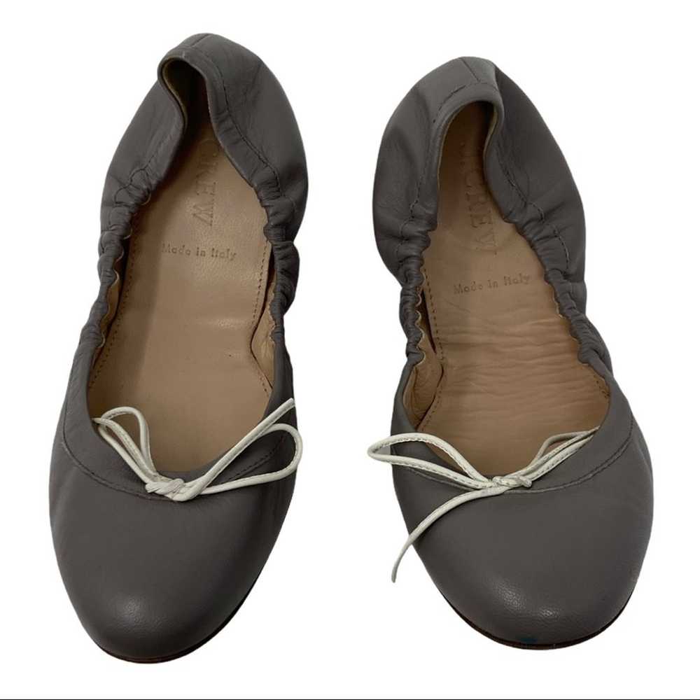 J. Crew Emma Gray Leather Bow Ballet Flats  Bend - image 1