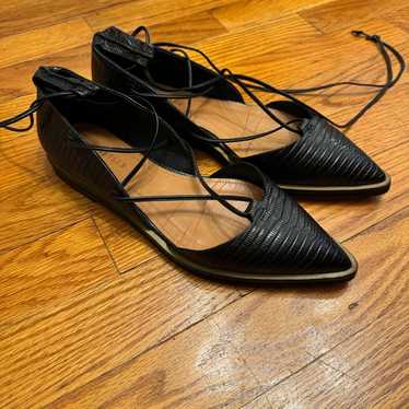 Whistles Black Lace Up Flats