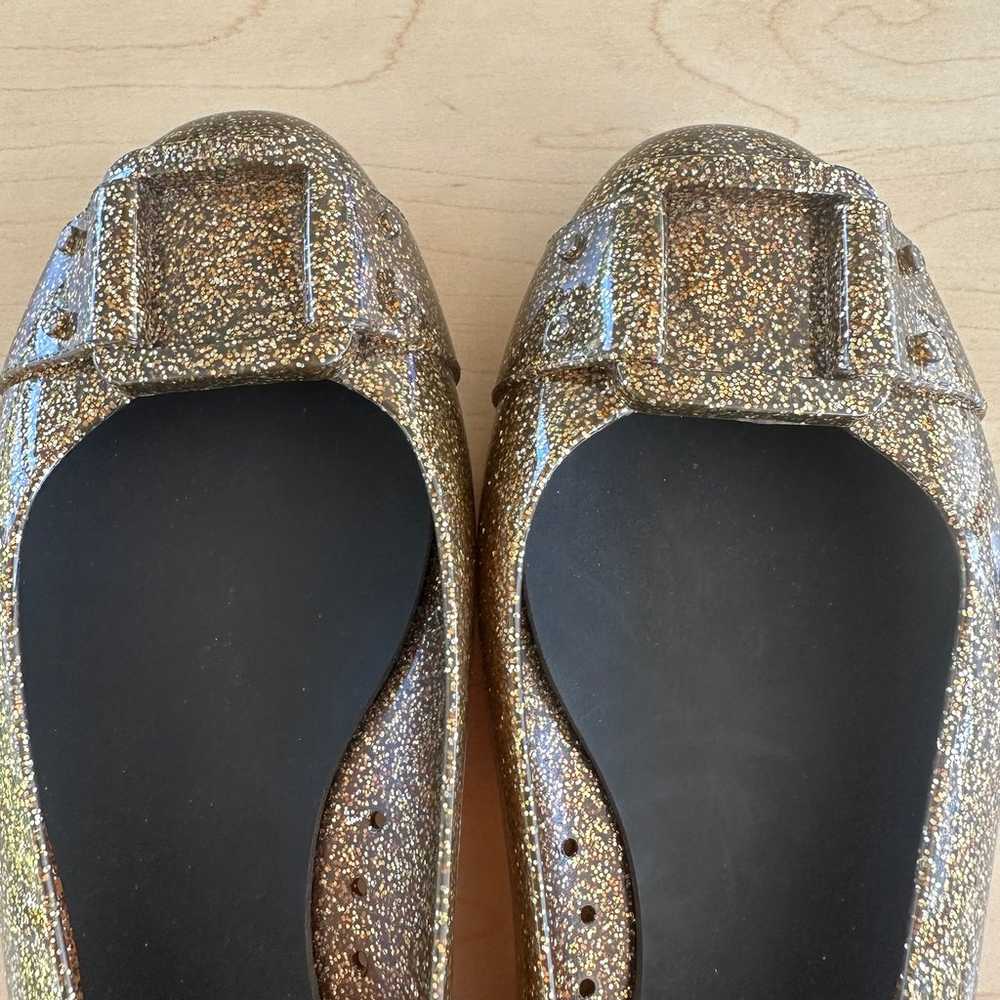 Jimmy Choo Gold Glitter Jelly Flats 38 - image 4