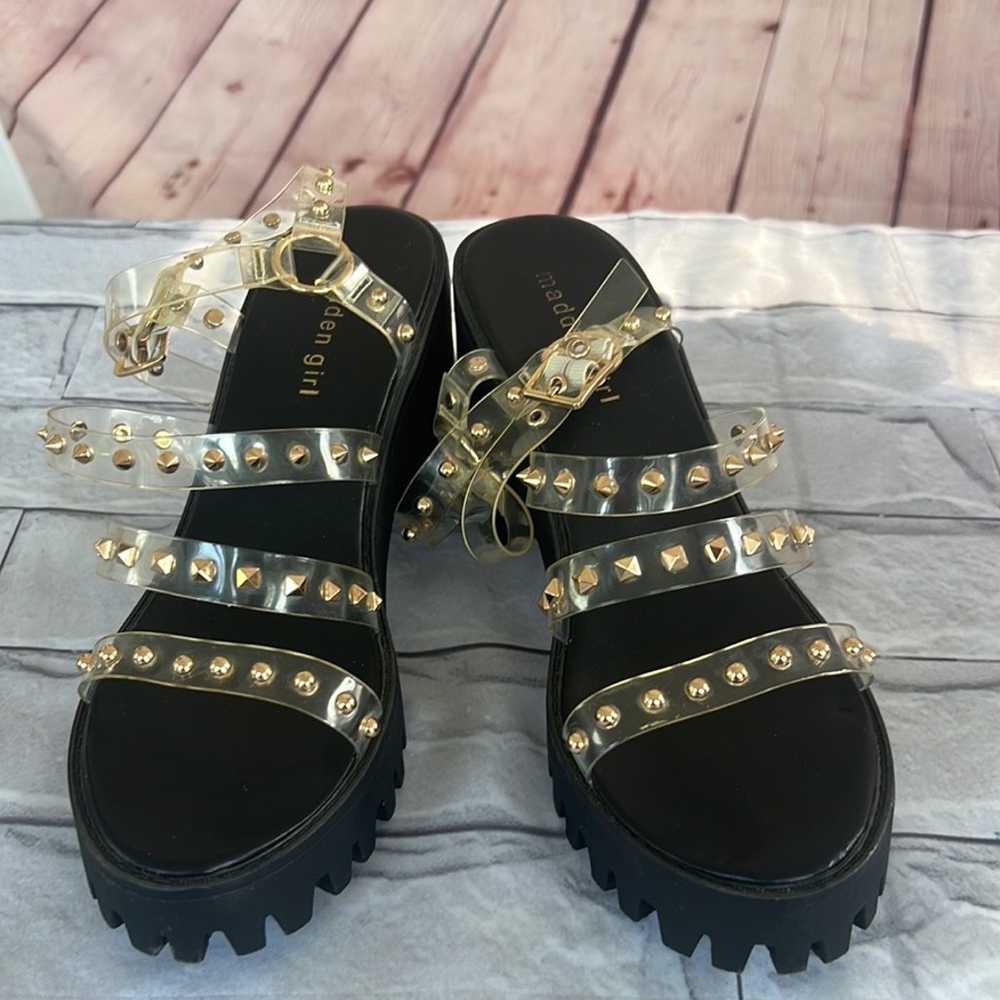 Madden Girl chunky heel clear studded heels size … - image 2
