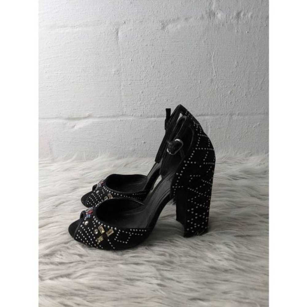 Schutz Black Nubuck/Faux Suede Crystal Embellishe… - image 3