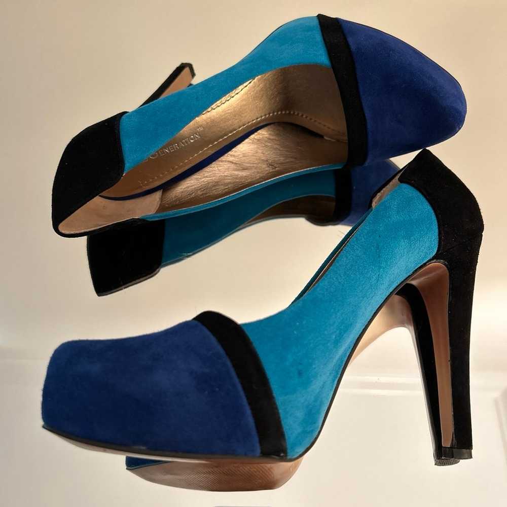 BCBGeneration Suede Color Block Pumps - Blue / Bl… - image 6