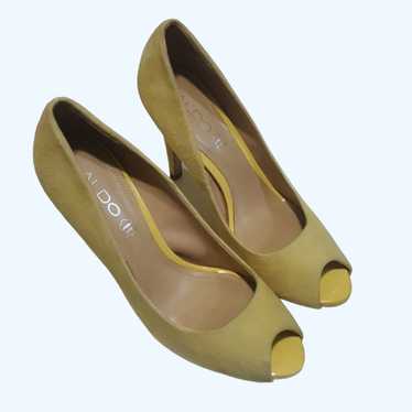 ALDO Yellow Genuine Leather Peak Toe Heels-Size 8 - image 1