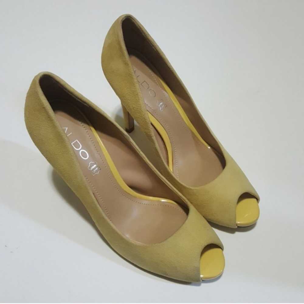 ALDO Yellow Genuine Leather Peak Toe Heels-Size 8 - image 2