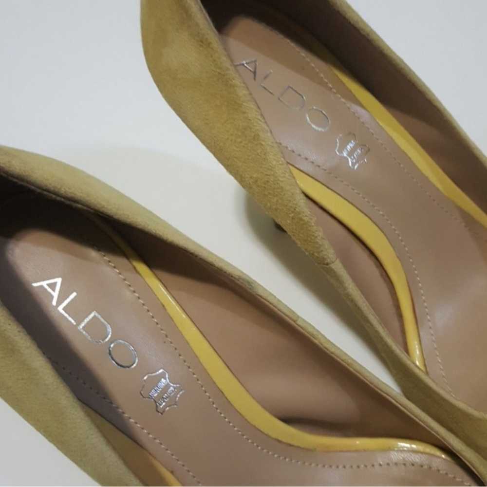 ALDO Yellow Genuine Leather Peak Toe Heels-Size 8 - image 3