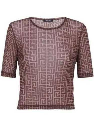Balmain o1srvl11e0524 Monogram Print Crop Top in … - image 1