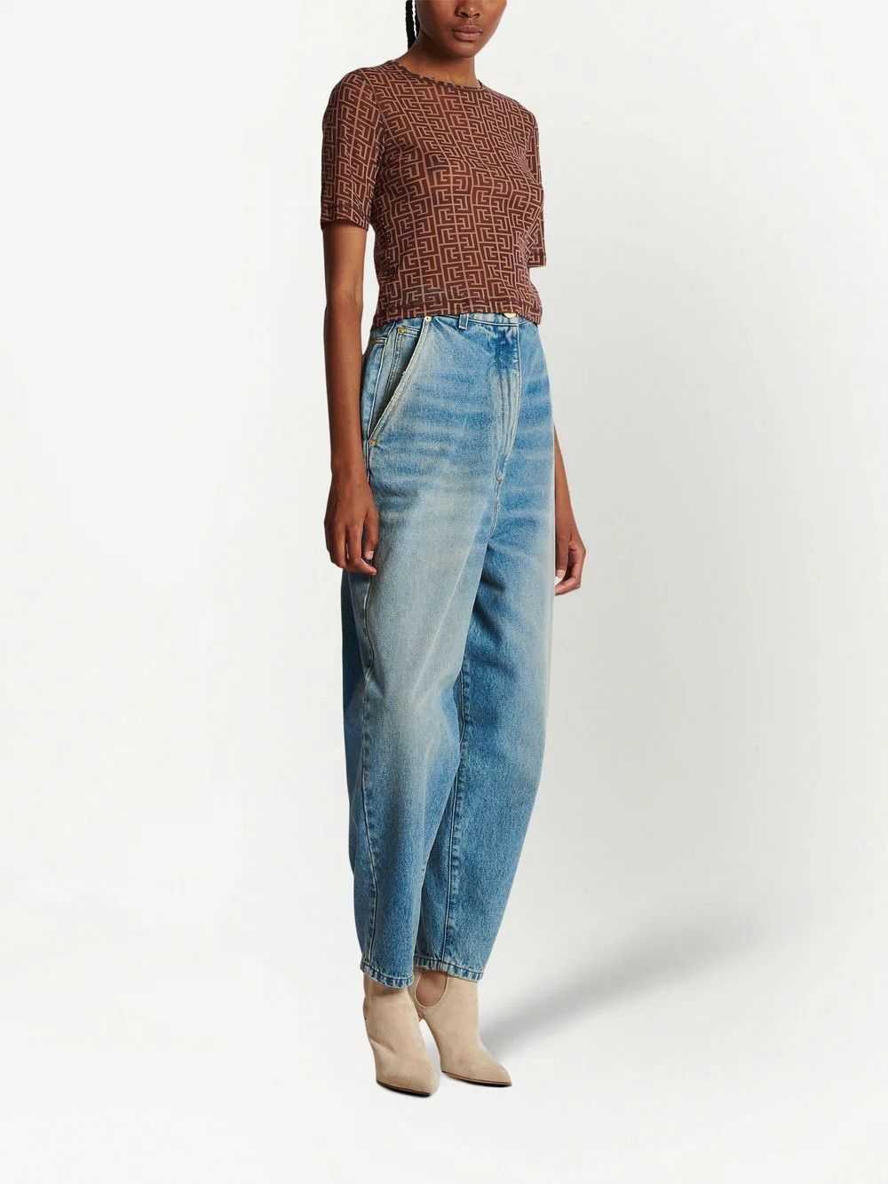 Balmain o1srvl11e0524 Monogram Print Crop Top in … - image 2