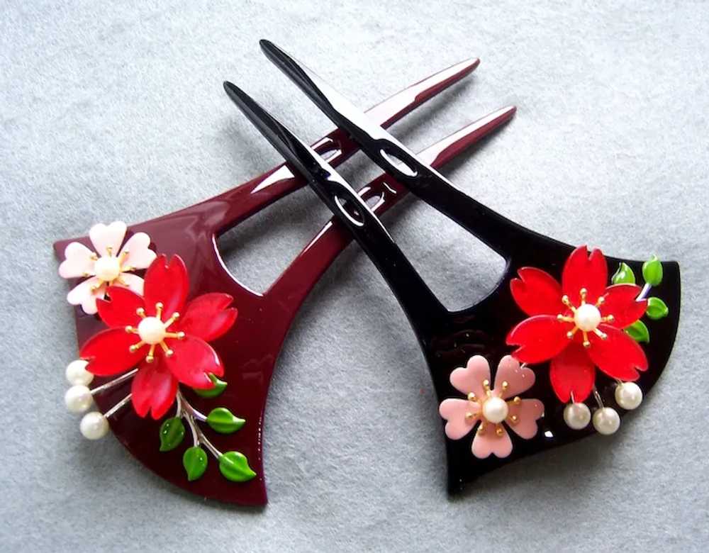 Two vintage Japanese hair comb kanzashi hair acce… - image 2