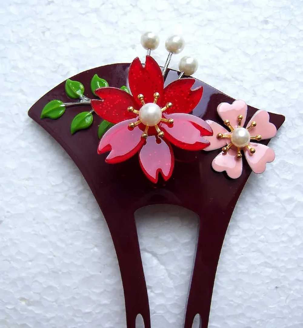 Two vintage Japanese hair comb kanzashi hair acce… - image 4