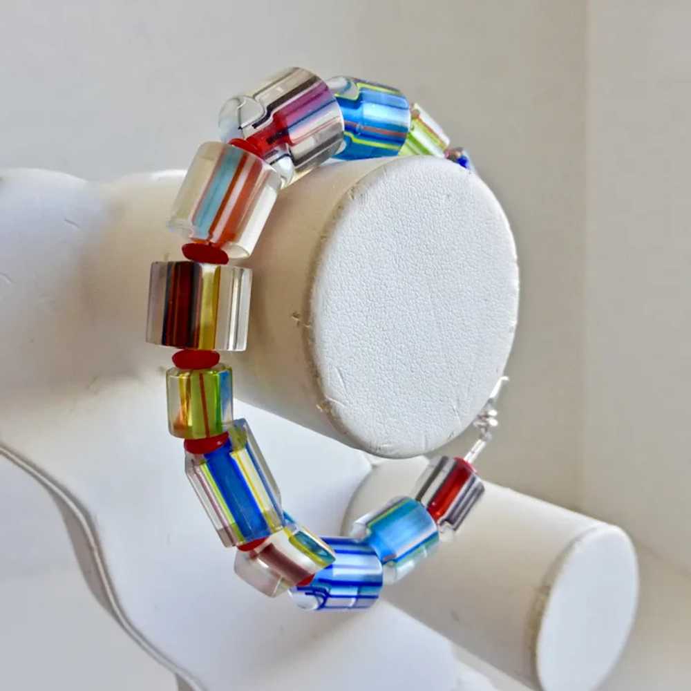 Artisan Bracelet of Hand Crafted  Glass Cane Bead… - image 2