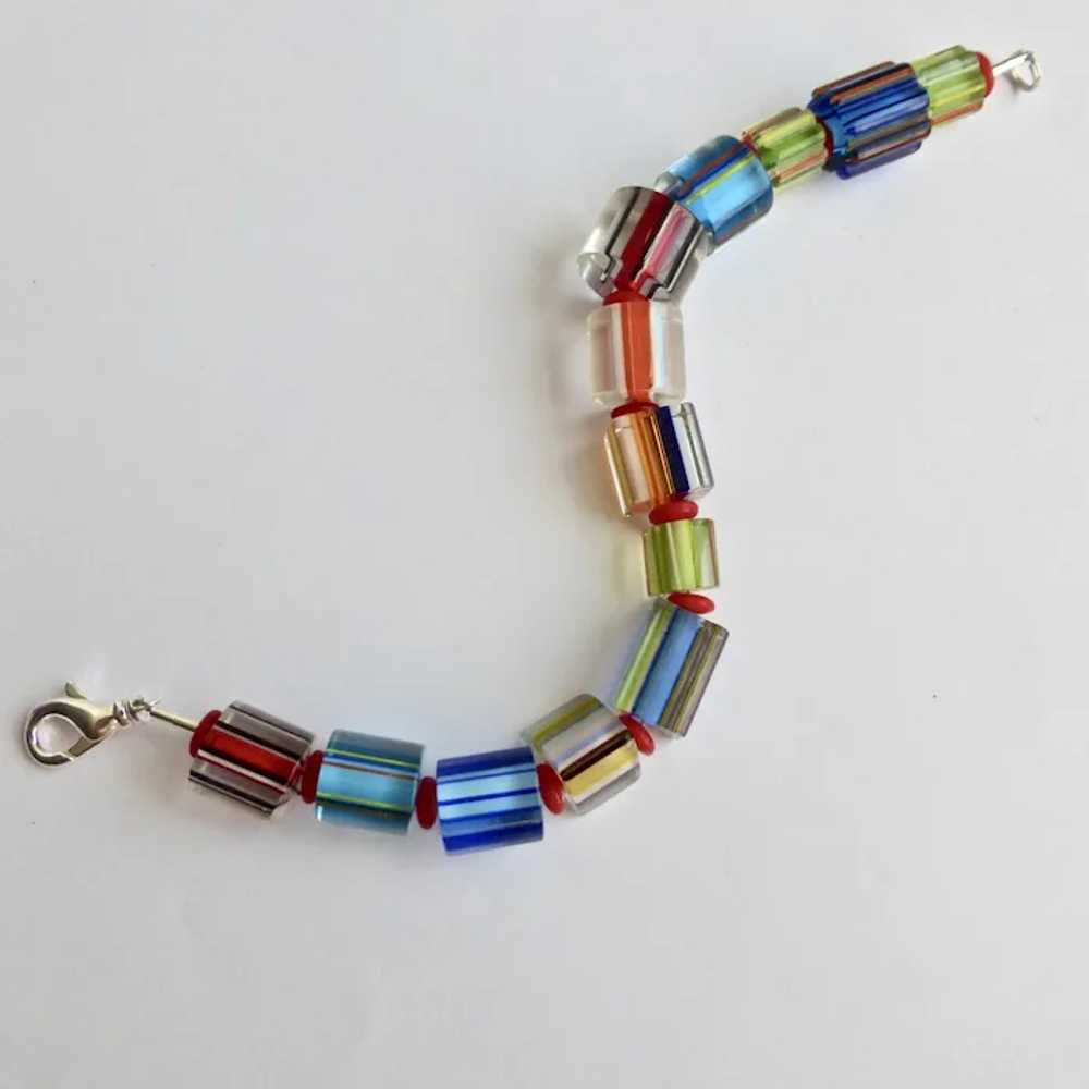Artisan Bracelet of Hand Crafted  Glass Cane Bead… - image 4